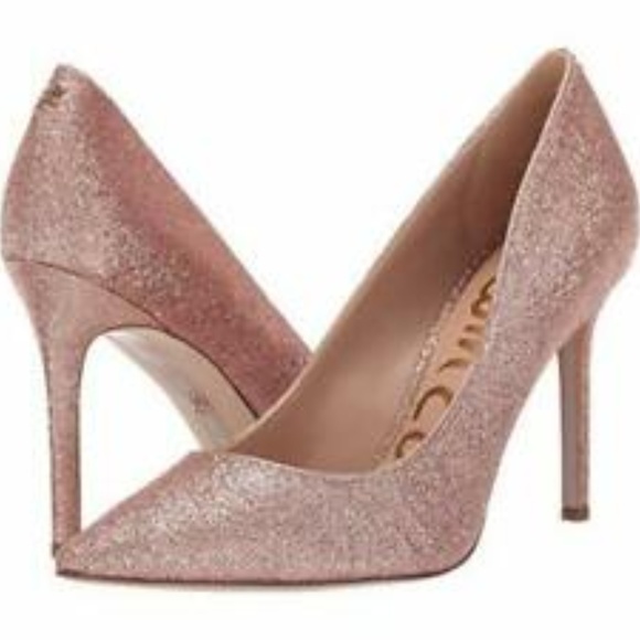 rose gold glitter pumps